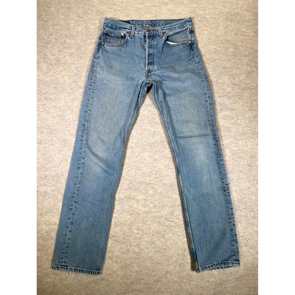 Levi's 501 Jeans Men 32x34 Blue Denim Cotton Button Fly Mid Rise Straight Leg